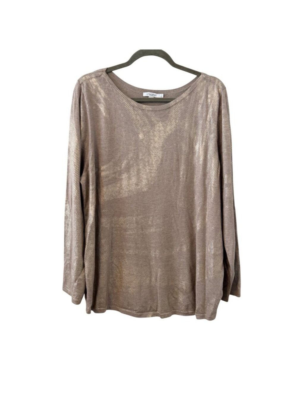 Chicos Taupe Long Sleeve Sweater Sz XXL Size XXL Lightweight & Stretchy Sweater